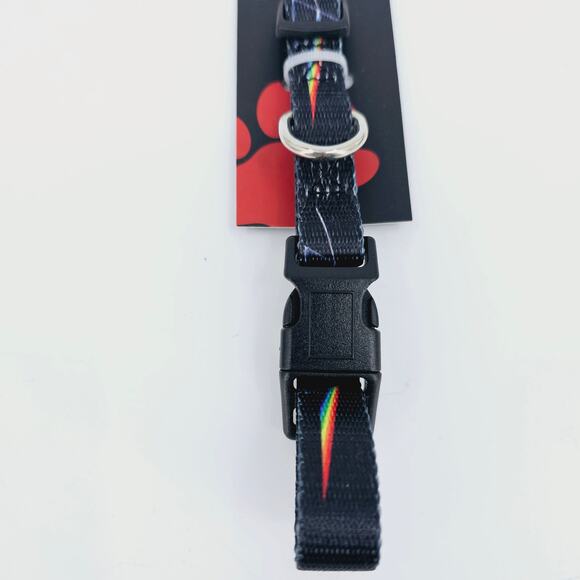 NEW Pink Floyd Prisms Logo Dog Collar Size 10" -16" Polyester Black Perris Pet - Picture 2 of 4